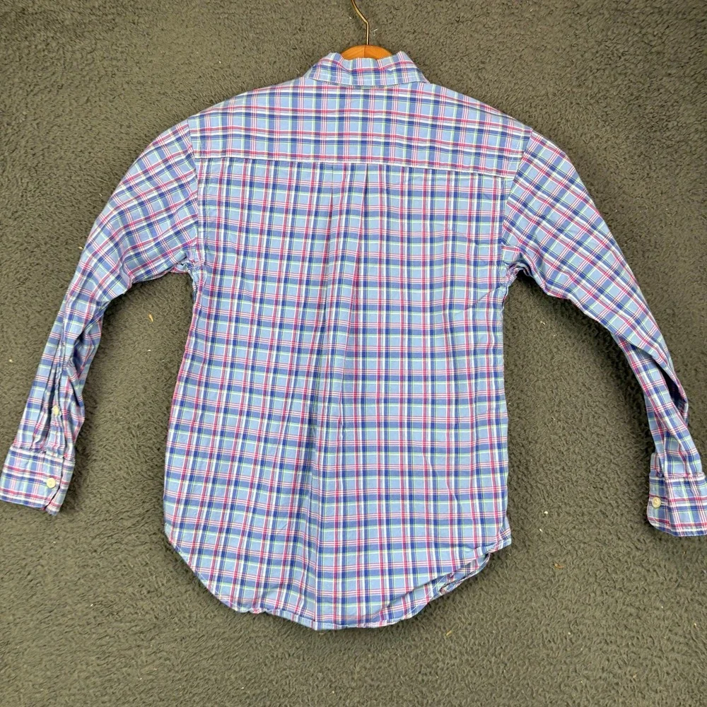Ralph Lauren Kids Blue Plaid Button Down Shirt Size S 8 Long Sleeve Cotton